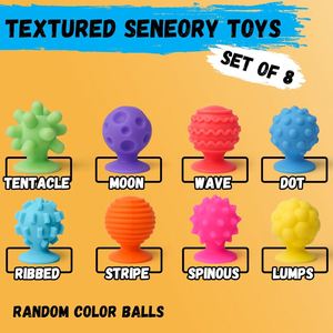 8PCS Textured Suction Cup Silicone Sensory <b>Fidget</b> Toys for Kids Adults ADHD Autism Anxiety Calm Down Antistress Relief Gifts Toy - Product Image 2