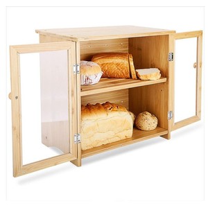 Boîte à pain en bambou double couche avec fenêtre en verre acrylique pour le rangement de cuisine - Product Image 2