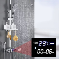 Robinet de douche thermostatique à 4 fonctions en laiton chromé Offre Spéciale pour salle de bain avec barre coulissante
