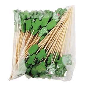 Grosir gigi bambu berbentuk kaktus untuk dekorasi makanan pesta tusuk sate bambu - Product Image 3