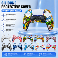 Coque en silicone antidérapante pour Sony PS5, motifs par transfert d'eau, coque de protection pour manette PS5