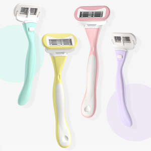 5 Blades Recycled Plastic and Rubber Handle Female Lady Women <b>Razor</b> - Product Image 2