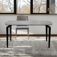 Usine chinoise vend des tables à manger rectangulaires en céramique avec pieds en métal de luxe moderne personnalisés, plateau en verre trempé, 4 places, hôtel