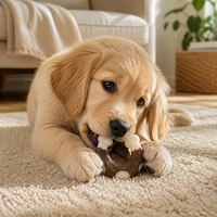 Jouet à mâcher pour chien, os en cuir de bœuf et nylon en forme de fer à cheval pour chiens de petite et moyenne taille, jouet à mâcher durable pour nettoyer les dents des chiens