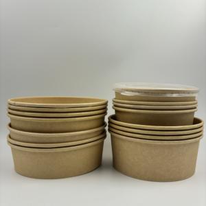 Tazones Desechables con Recubrimiento de PE y Tapa, Tazones de Papel para Preparación de Comidas y Ensaladas, Recipientes para Alimentos con Tapas - Product Image 2