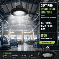 Projecteur LED UFO industriel 100W à haut rendement lumineux 180lm/W, personnalisable ODM/OEM pour l'éclairage commercial des usines, entrepôts et gymnases