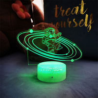 Veilleuse 3D de style mignon avec télécommande astronaute série illusion lumière multicolore décoration de chevet cadeau pour enfants