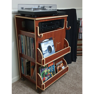 Plywood Industrial Side Cabinet Vinyl Record Storage Vinyl Record Floor Display Rack Vintage Cupboard Record Storage Cabinet