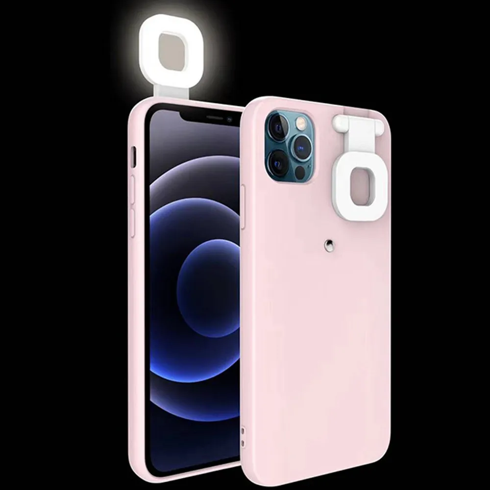 2021 Luxury fashion gift light up phone case for iphone 12, slim soft dimmable led light glitter ring case