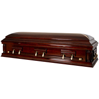 Cakset de metal de madera Ataúd de estilo americano Urna Ataúd de esquina Interior de terciopelo cepillado de cobre