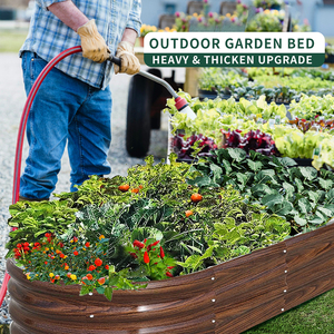 ชุดเตียงในสวนยกสูงทำจากโลหะชุบสังกะสีขนาดใหญ่กระถางต้นไม้กลางแจ้งทรงรีสำหรับทำสวนผักดอกไม้ในบ้าน - Product Image 2