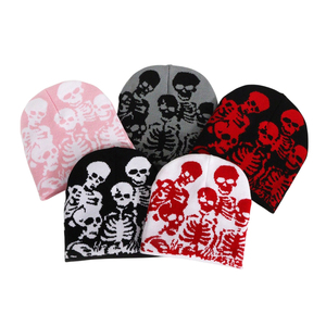 Biểu Tượng Tùy Chỉnh Beanie Hat Halloween Skull Phong Cách Bold Patterned Outdoorwear Máy Thân Thiện Với Miễn Phí Dệt Kim Y2K Beanies Mũ Mùa Đông - Product Image 2