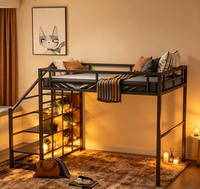 Lit superposé en acier avec tube de 1,2 mm d'épaisseur, robuste, grande capacité de charge, adapté aux adultes, dortoirs et appartements