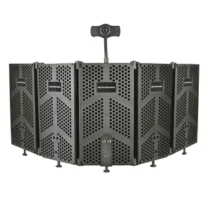 with phone clip, 3/5 doors plastic studios microphone isolation shields, table music recording and soundproofing
