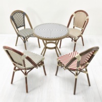Chaises de Jardin Villa Empilables en Aluminium et Rotin PE Certifiées BSCI pour Restaurant, Bistrot et Café Extérieur Modernes
