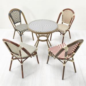 كراسي حديقة للفيلا بتصميم فرنسي من الألومنيوم والراتان الصناعي قابلة للتكديس مناسبة للمطاعم والمقاهي العصرية في الهواء الطلق وحاصلة على شهادة BSCI - Product Image 3