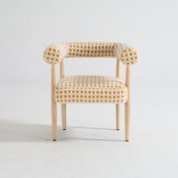 Fauteuil en bois massif nordique de haute qualité, style minimaliste moderne, avec revêtement en tissu, pour cuisine et salle à manger