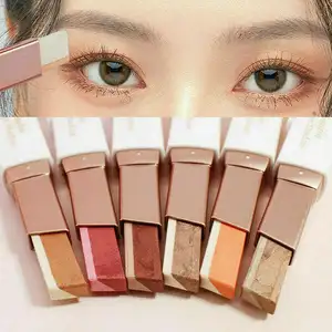 Profesional 2 Dalam 1 Warna Ganda Gradien Eye Shadow Mengkilap 6 Warna Palet Eye Shadow Tahan Air Label Pribadi Makeup Wanita