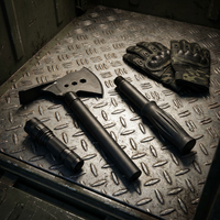 Hache tactique multifonctionnelle à double lame, outil de survie, lame en acier inoxydable, manche en acier détachable, tomahawk, clé à molette, 60 mm