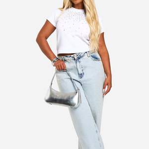 <span class=keywords><strong>T</strong></span>-<span class=keywords><strong>shirt</strong></span> blanc coupe ajustée avec <span class=keywords><strong>strass</strong></span> sur mesure OEM <span class=keywords><strong>T</strong></span>-<span class=keywords><strong>shirt</strong></span> graphique <span class=keywords><strong>de</strong></span> haute qualité personnalisé pour femmes Chemise à manches courtes à mancherons - Product Image 6