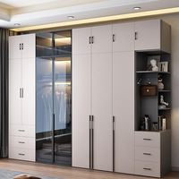 Armoire Moderne Démontable en Bois OSB avec Placage Naturel pour Chambre, Meuble de Rangement Anti-Poussière Style Moderne, avec Logo Personnalisé OEM et ODM