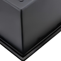 Évier de cuisine professionnel encastré noir 15x19 pouces, fait main, en acier inoxydable nano de calibre 16, cuve simple profonde, avec finition laiton