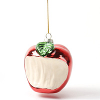 Pendentif pomme peinte en verre Décoration Pendentif forme créative Série de fruits en verre Ornements suspendus pour arbre de Noël Écologique