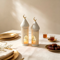 Lanterne à bougie en métal Ramadan Eid Mubarak, décoration de mosquée en forme de croissant de lune pour la maison musulmane, décoration de table