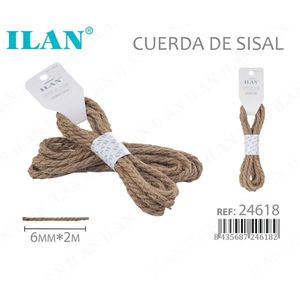 Cuerda de Sisal ILAN de 6 mm x 2 m, Cordón de Fibra Natural para Proyectos de Bricolaje - Product Image 1