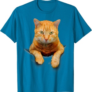 Cat <b>Animals</b> Sublimation Blanks Creative Cat Motif Bag Cat T-Shirt Heavyweight Cotton Short Sleeve Crew Neck T-Shirt - Product Image 6