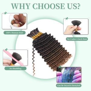 Extensions de cheveux humains en vrac <span class=keywords><strong>Auburn</strong></span> Ginger Ombre 12A Deep Wave pour le tressage, style bohème et ondulé, 100% cheveux vierges non traités - Product Image 2