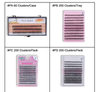Kit d'extension de cils DIY Mega Volume 640 Clusters, cils individuels en grappe 30P 40P avec adhésif pour cils