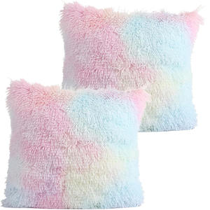 Housse de coussin rayée douce, couleur arc-<span class=keywords><strong>en</strong></span>-ciel, <span class=keywords><strong>en</strong></span> peluche, <span class=keywords><strong>taie</strong></span> <span class=keywords><strong>d</strong></span>'<span class=keywords><strong>oreiller</strong></span> de luxe pour canapé, housse de coussin <span class=keywords><strong>d</strong></span>écorative pour salon - Product Image 1