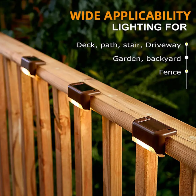 Outdoor Waterproof Solar LED Step Lights with Battery for Garden Stair Step Fence Deck Lighting