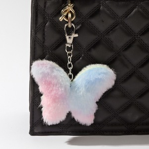 <span class=keywords><strong>Mode</strong></span> Mini Kawaii arc-en-ciel peluche <span class=keywords><strong>pompon</strong></span> mignon léopard papillon Poms coeur jouets en peluche porte-clés sac accessoire suspendu - Product Image 3