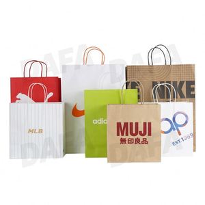 Sacs en papier kraft marron et blanc pour supermarché, impression de logo personnalisée, sacs à emporter pour aliments, biscuits, sandwichs, gâteaux - Product Image 4