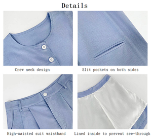 2 Piece Set Sleeveless Vest High Waist Micro A-line Shorts Loose <strong>Old</strong> Money Vintage Casual Office <strong>Lady</strong> Plain Dyed Daily <strong>Outfit</strong> - Product Image 5