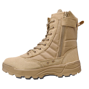 Bottes de travail tactiques pour hommes en gros, fermeture éclair, lacets, cuir, semelle en caoutchouc, résistantes à l'usure, antidérapantes pour la moto et la randonnée - Product Image 3