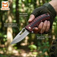 Couteau pliant en acier de Damas, manche bicolore G10, couteau utilitaire de poche pour le camping en plein air, outil de coupe DIY
