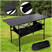 Table pliante d'extérieur portable avec hauteur réglable, rangement compact, idéale pour les pique-niques, le camping et la vente ambulante