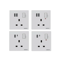 Prises d'interrupteurs en gros avec indicateur au néon Prise murale 13A avec prises électriques USB A Type C 2.4A 2 Gang UK