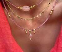 Collar con Colgante de Piedras Preciosas Minimalista Irregular de 18k, Joyería de Piedras Naturales para Mujer