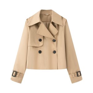 Nueva moda <span class=keywords><strong>de</strong></span> otoño para <span class=keywords><strong>mujer</strong></span>, cortavientos corto Retro <span class=keywords><strong>de</strong></span> manga larga, abrigo informal ajustado con botones <span class=keywords><strong>de</strong></span> diseño Simple que combina con todo - Product Image 2