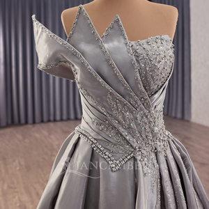 Gray Party <b>Dresses</b> Princess Strapless Sequined <b>Silver</b> Evening <b>Dresses</b> Pearls Vestidos De Fiesta Rsm251018 - Product Image 3