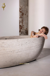 עיצוב חדש יוקרה למבוגרים מזור מגולף יד מגולף טבעי אבן גרניט מקלחת אמבטיה טרוורטין - Product Image 4