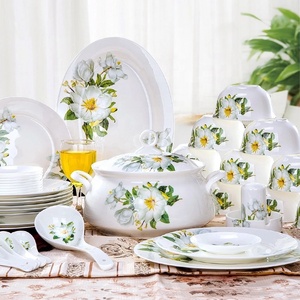 Lot de 28/56 pièces d'assiettes et de bols en céramique, services de table de luxe en porcelaine fine, ensembles de vaisselle minimalistes - Product Image 5