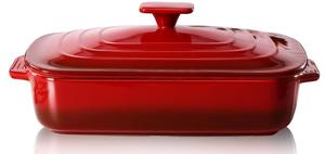 Casserole <span class=keywords><strong>en</strong></span> <span class=keywords><strong>fonte</strong></span> avec couvercle, plats de cuisson rectangulaires <span class=keywords><strong>en</strong></span> grès couverts de 4.0 pintes pour four - Product Image 2