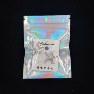 Vente chaude <span class=keywords><strong>2022</strong></span>, 1000 pièces de sacs refermables en aluminium holographique anti-odeur, épaisseur 10 microns, pour cadeaux de fête, aliments - Product Image 5