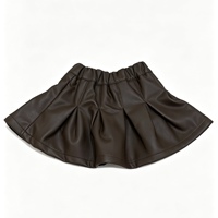 Mini-jupe plissée en jean et cuir PU crocheté pour filles, taille élastique, coupe trapèze, respirante, écologique, imprimée 3D, style preppy
