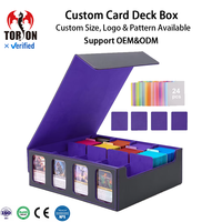 Étui de présentation personnalisé Torson à 4 fenêtres en cuir PU et flanelle, portable, pour cartes de jeu de table, porte-cartes pour Yugioh 3000+ Commander Deck Carrom